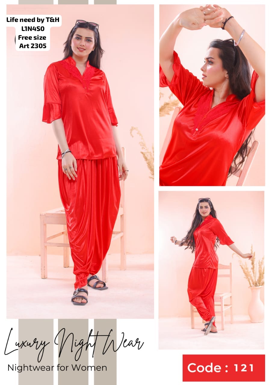 Full Hot Patiyala Style Nighty 2 Pcs Women / Bridal Night Dress / Silk Night Suit For Girls