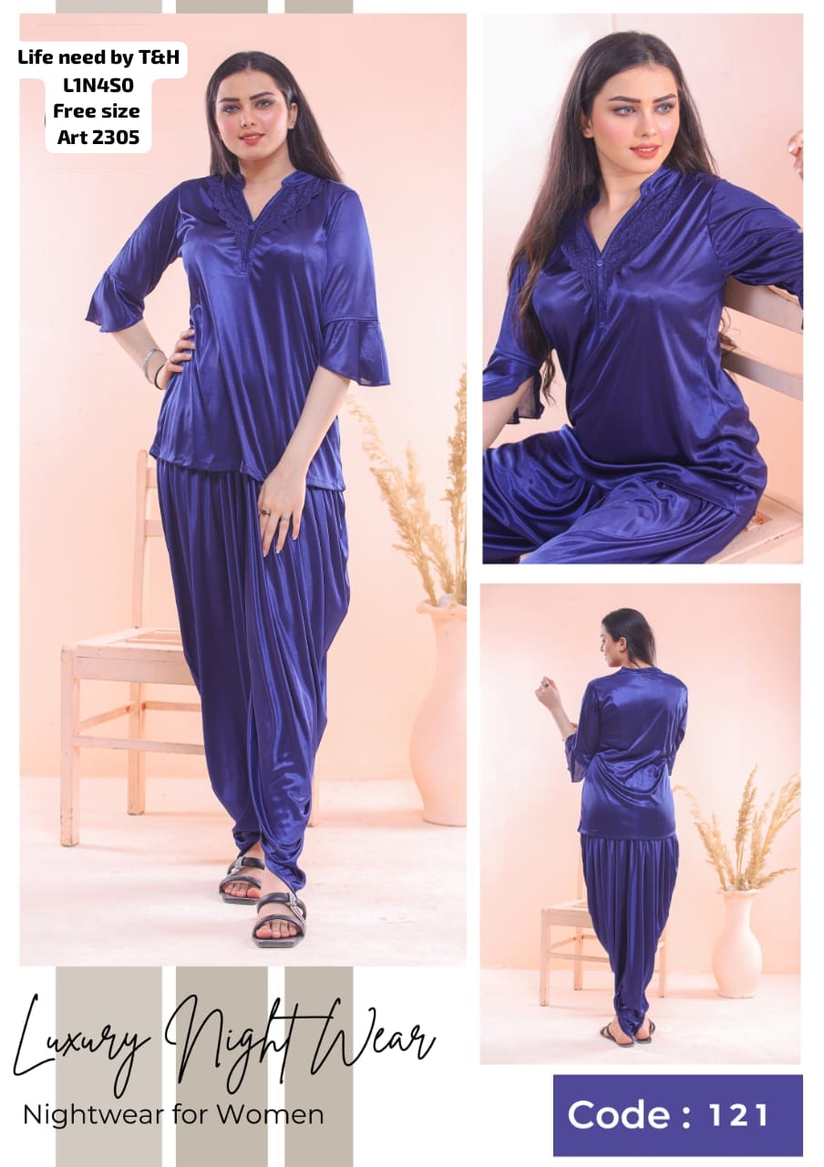 Full Hot Patiyala Style Nighty 2 Pcs Women / Bridal Night Dress / Silk Night Suit For Girls